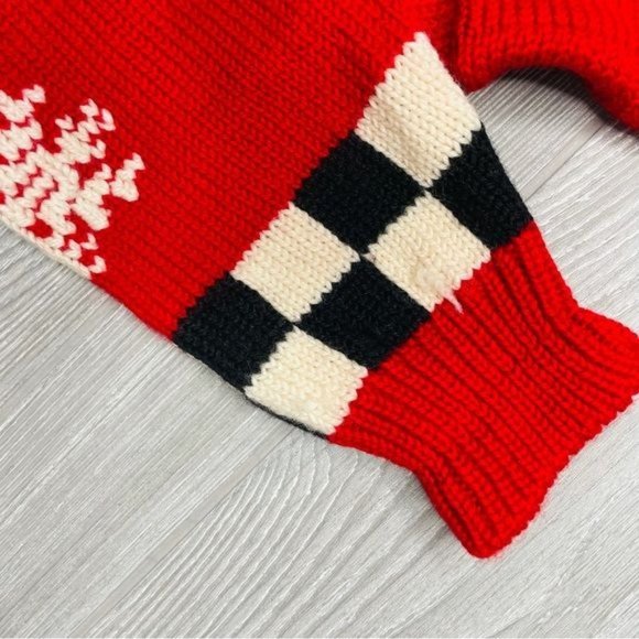 Vintage southern wool hand embroidered bear Christmas sweater size medium - Picture 3 of 5